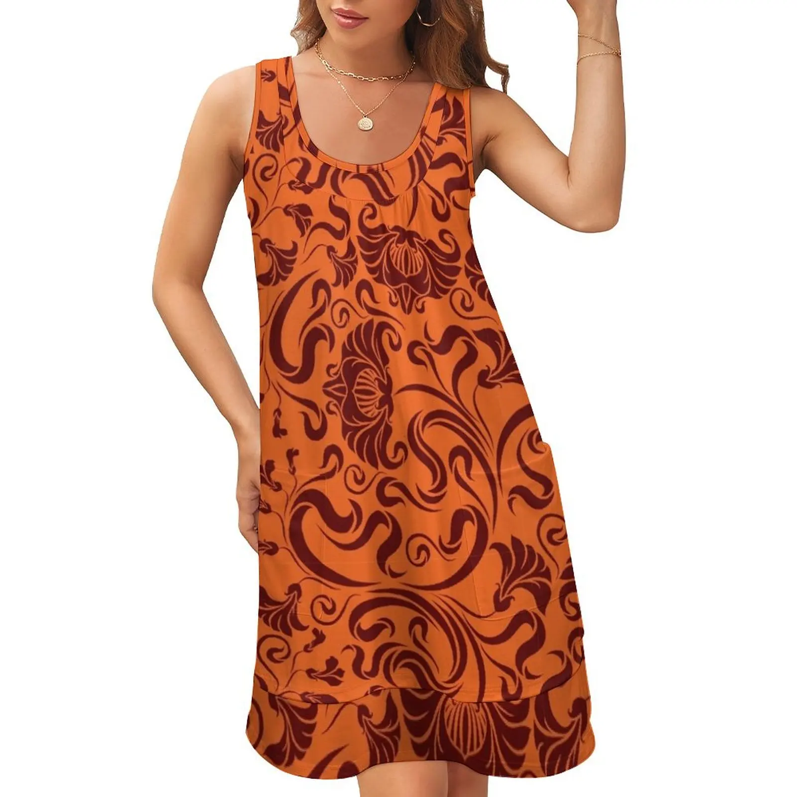 

Virginia - Floral Sleeveless U-Neck Fake Two Piece Dress women dress festival outfit women ladies dresses for special occasion