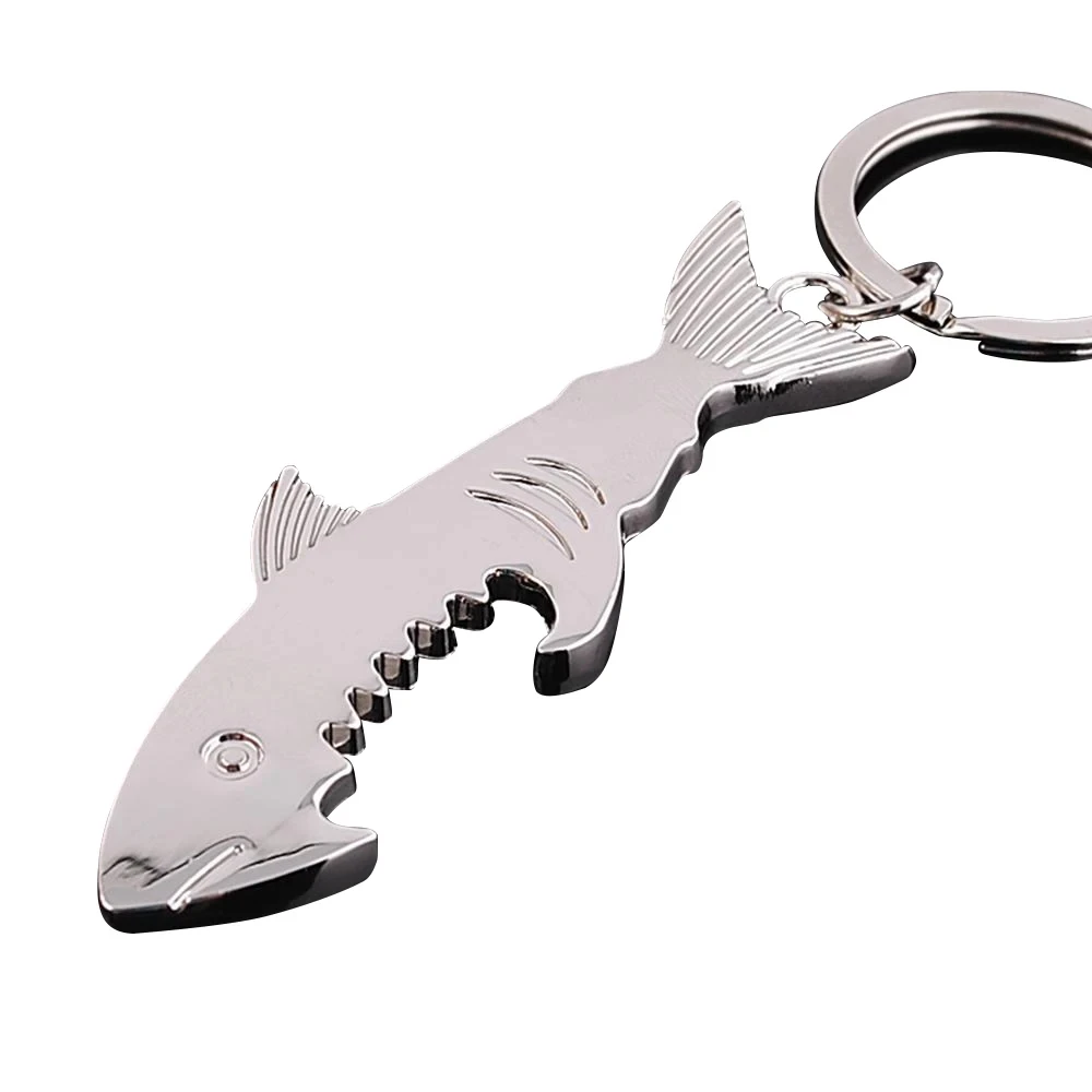 Shark Shaped Bottle Opener Keychain shaped zinc alloy Silver Color Key Ring Beer Bottle Opener Unique Creative Gift Bar Tools bottle opener
