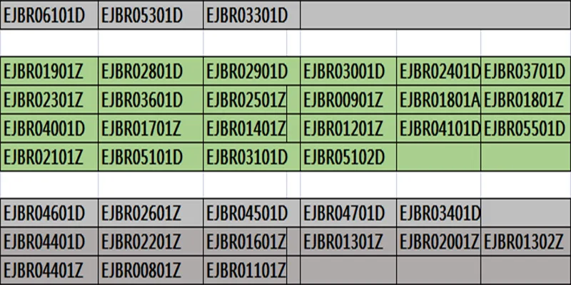 EJBR03301D EJBR05301D EJBR02801D EJBR02501Z EJBR01701Z EJBR02101Z