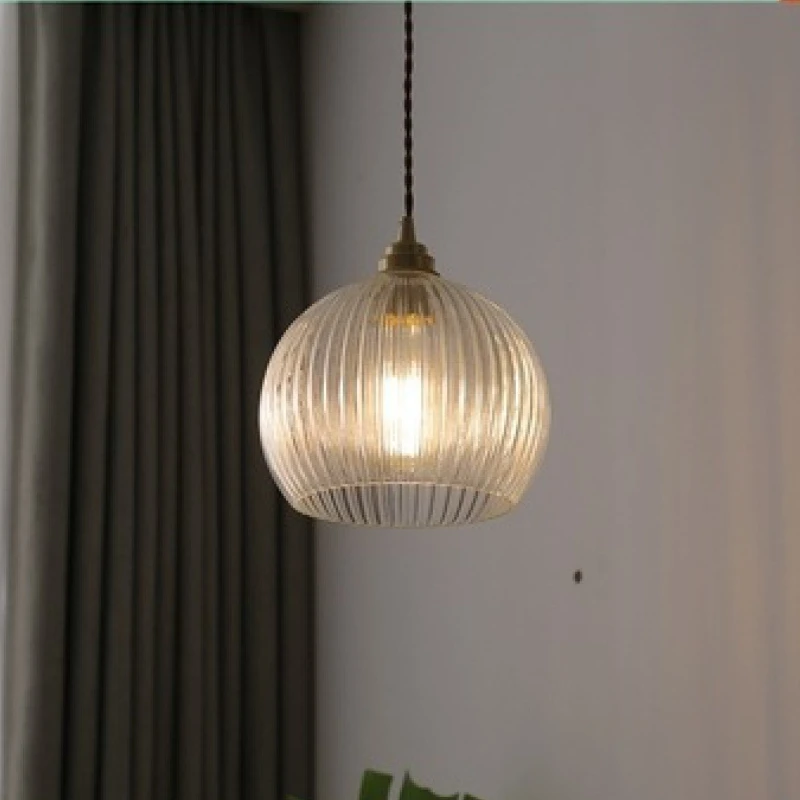Retro Glass Pendant Light Nordic Dining Room Ceiling Chandelier Bar Bedroom Bedside Hanging Fixture Suspendu E27 Lamp