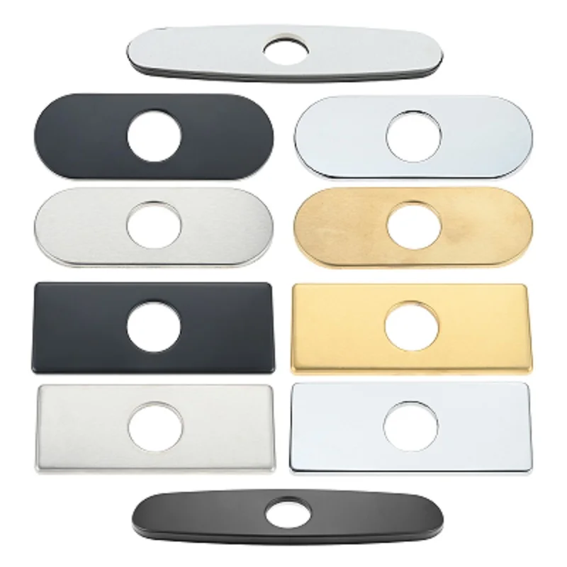 Stainless Steel Deck Plate for Kitchen or Bathroom Sink – Single or Triple Hole Decorative Faucet Cover