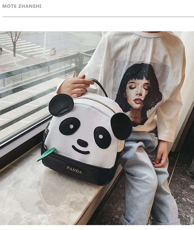 Rucsac Panda nou pentru grădiniță, rucsac cu desene animate Panda, frunze de bambus, drăguț PU, rucsac la modă_voghion.com