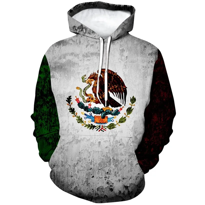Sudadera con capucha con la bandera de México para hombre, sudadera con estampado 3D, sudadera con gráficos casuales, sudadera con capucha de gran tamaño para primavera y otoño, ropa de calle
