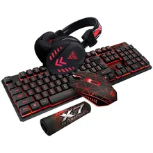 PARA 4 Pçs/set K59 Teclado Iluminado USB Com Fio Gaming Mouse Pad Backlight Headset 3 Cor Escolher