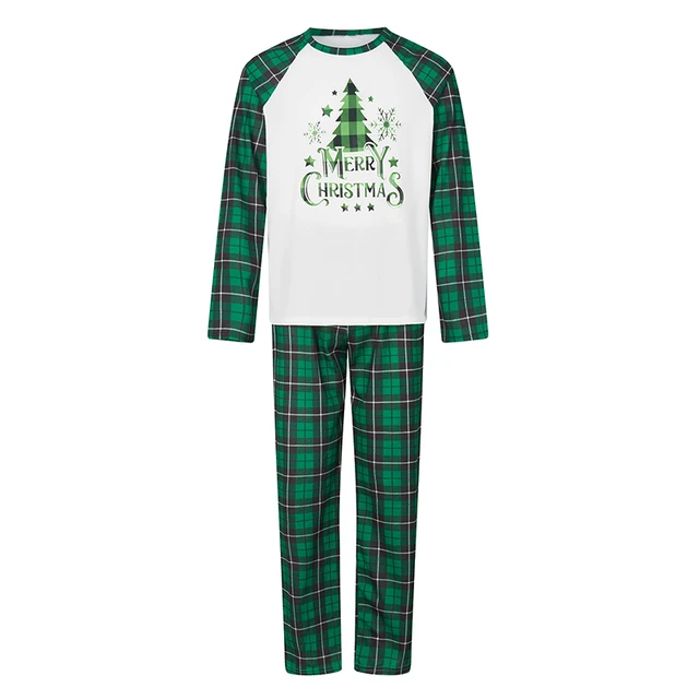 Matching Family Christmas Pajamas Set with Reindeer Print Tops and Red Plaid Pants - Cozy Winter Sleepwear for the 4