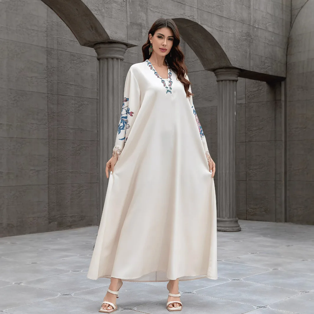 Dresses for women, Muslim holiday, party, abaya, embroidered jalabiya, tassel, Islam, Saudi Arabia, long robe, Ramadan, Morocco, Dubai, caftan.