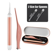 Ear Cleaner Spoon LED Flashlight Baby Earwax Curette Picker Visual Endoscope Earpick Booger Wax Remover Tweezers Forceps Set 1
