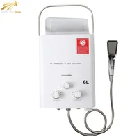 Chauffe-eau sans réservoir au propane 6L 12KW en acier inoxydable, chauffe-eau instantané pour le camping en plein air avec kit de douchette 1