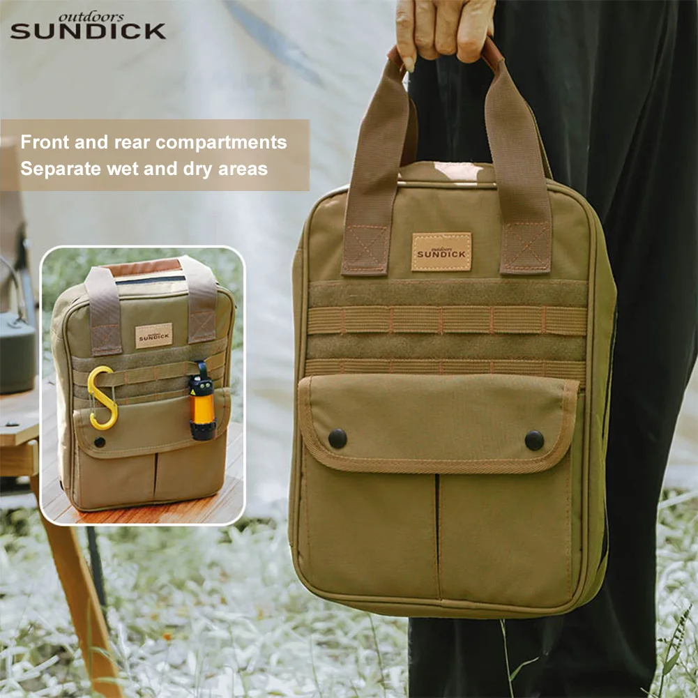 Camping Cooking Utensils Set Bag Portable Camping Travel Cookware Organizer Bag Handle Outdoor Barbecue Cooking
