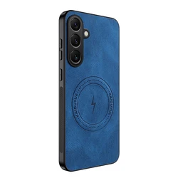 Luxury Leather Retro Business Men's Phone Case with Magnetic Sheepskin Back Cover - Galaxy S25 FE (Blue)