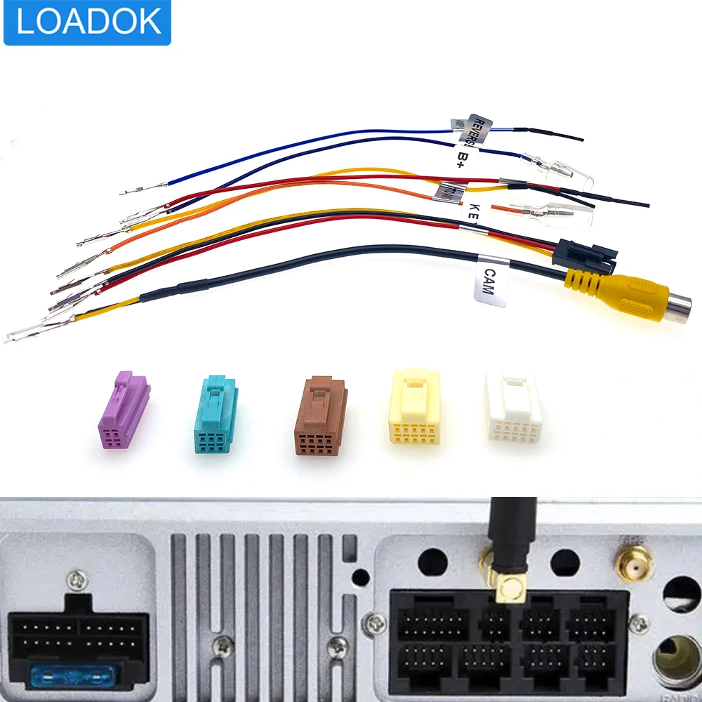 

4 6 8 10 Pin DIY Car Camera Reverse RCA Video Input Wiring Harness Adapter Cable Connector Android Radio Multimedia Accessories