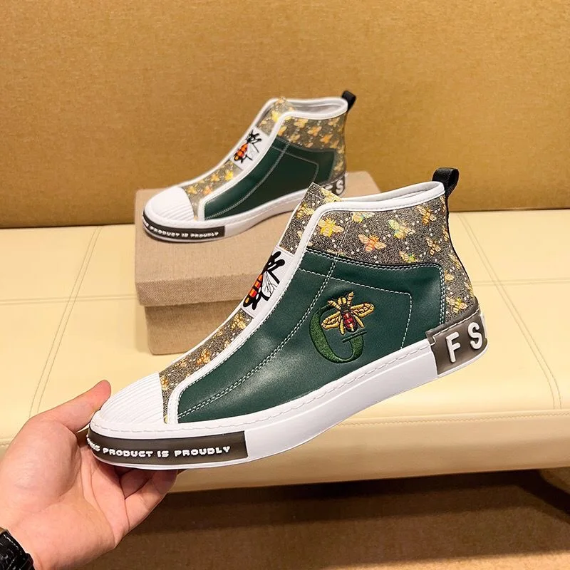 High-top Men Genuine leather Outdoor Sports shoes Luxury fashion Lace-up sneaker Classic Handmade Running shoes
