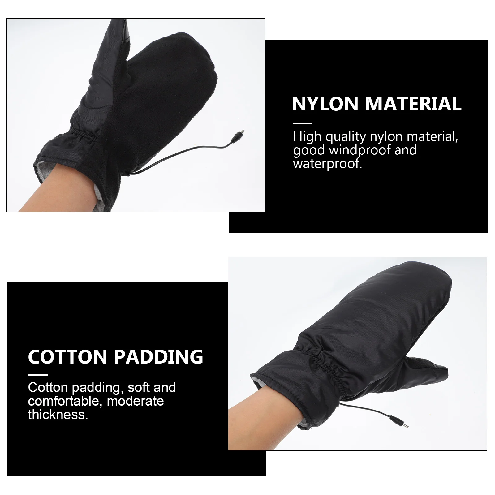 Outdoor Winter Heated Mittens Warm Electric Heated Cycling Skiing Gloves Thermal Motorcycle Glove Windproof Rechargeable USB 3