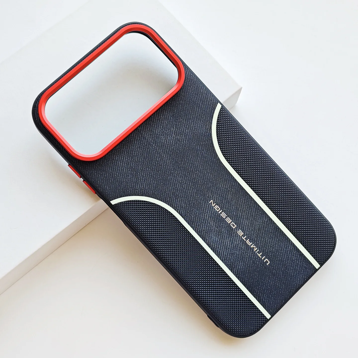 Frosted Matte PU Leather Shockproof Case with Metal Buttons & Lens Ring