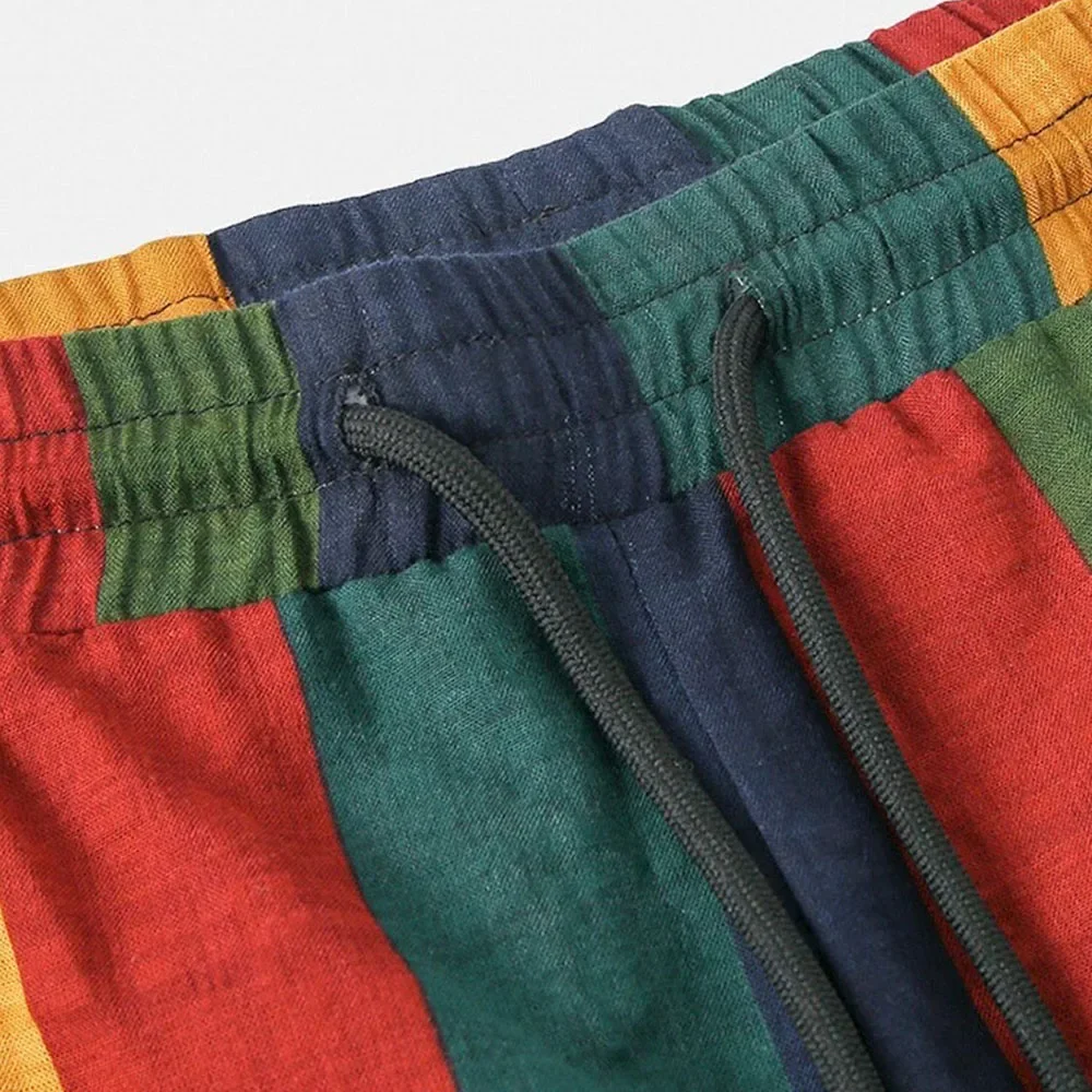 Men Striped Outfit Set Fashion European American Style Man Beach Wear Hawaiian Short-sleeve Button Down Stripe Shirt+Shorts Suit