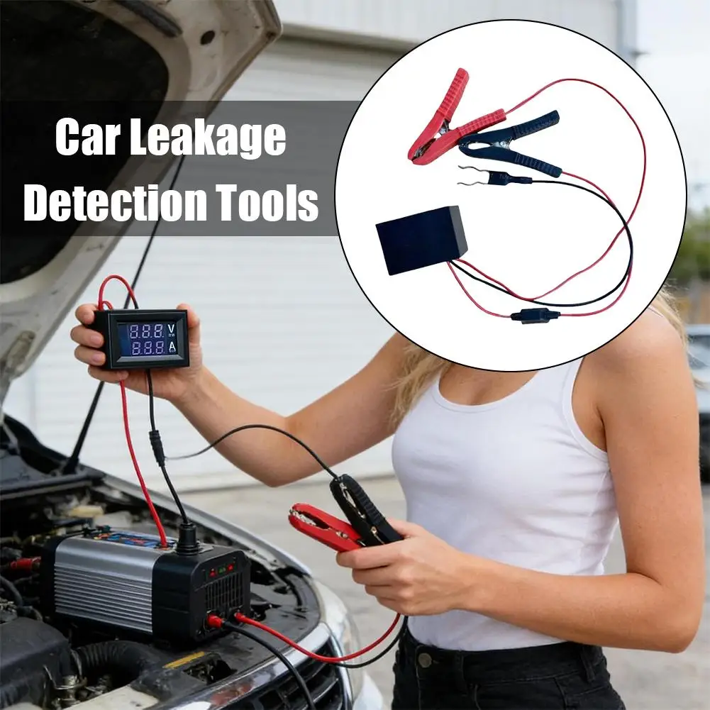 Strumento per il rilevamento di perdite auto, tester per corrente parasitaria batteria con display di tensione e corrente, rilevatore di corrente nascosta, strumento diagnostico.
