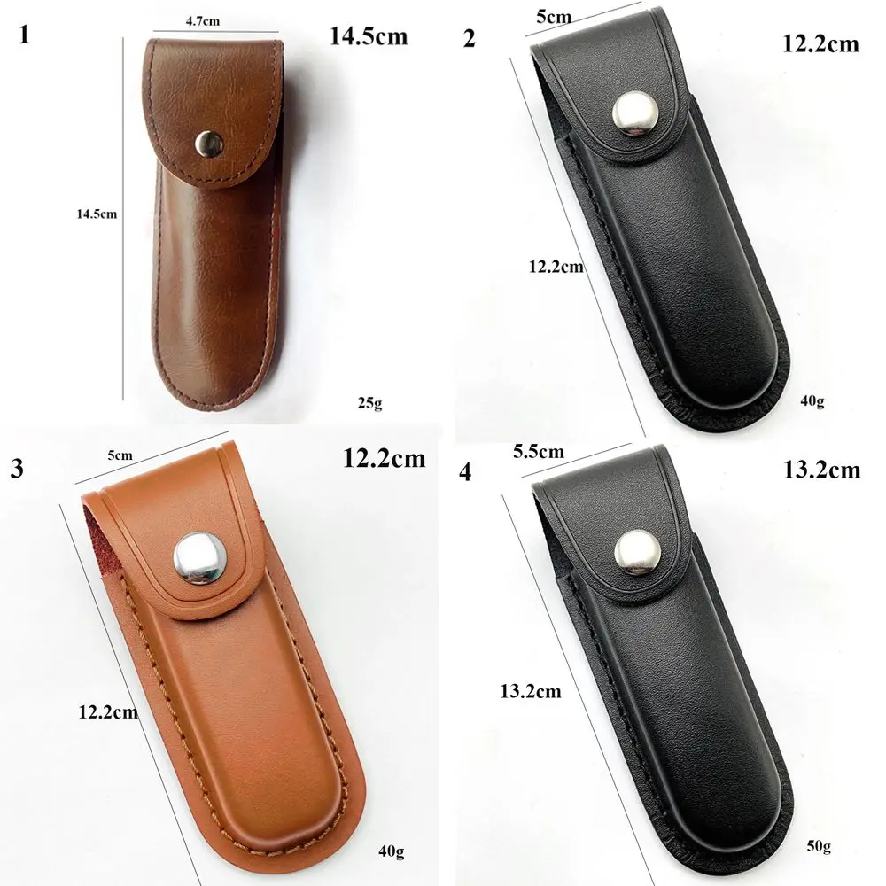 High Quality Leather Sheath Holder Knife Sheath Holster Camp Outdoor Carry Belt Loop Case Fold Knife Tool Flashlight Case