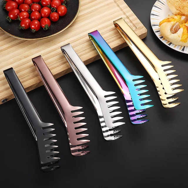 1Pcs Stainless Steel Pasta Spaghetti Tongs Noodle Food Comb Clip Cooking Utensils Western Restaurant Kitchen Tools Party