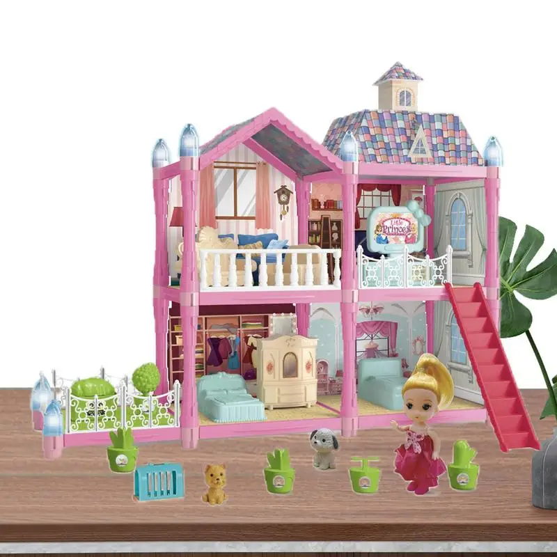 

Girls Castle Toy Building Playset For Little Girls Villa Toys Educational Light Up Princess Toys Play House For Children's Day