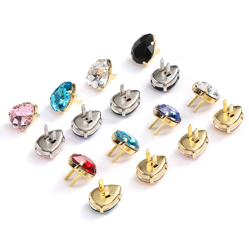 

2 Pin Brooch Sew On Overcoat Detachable Alloy Accessories Glittle Glass Rhinestones Button Clothes DIY Decorations Metal Buckle