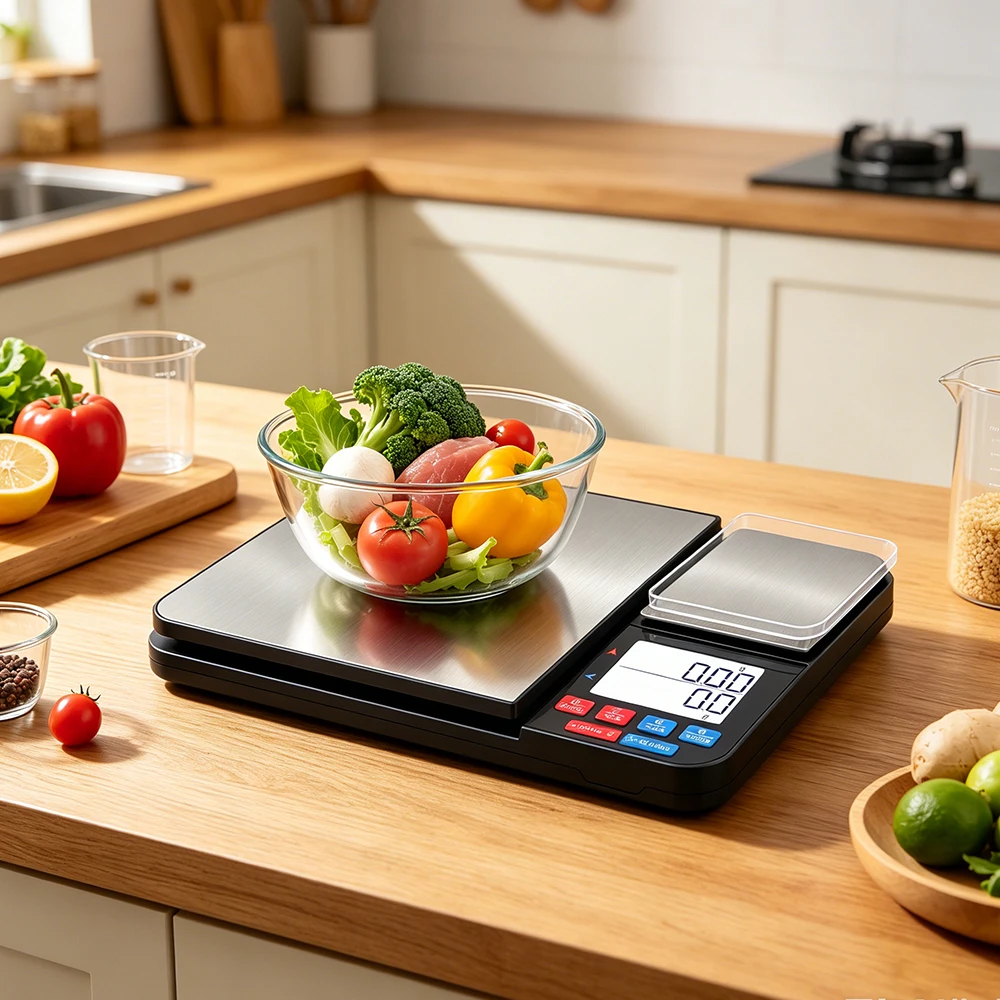 Precision Dual Platform Digital Kitchen Scale with Two Measurement Accuracies and High Capacity