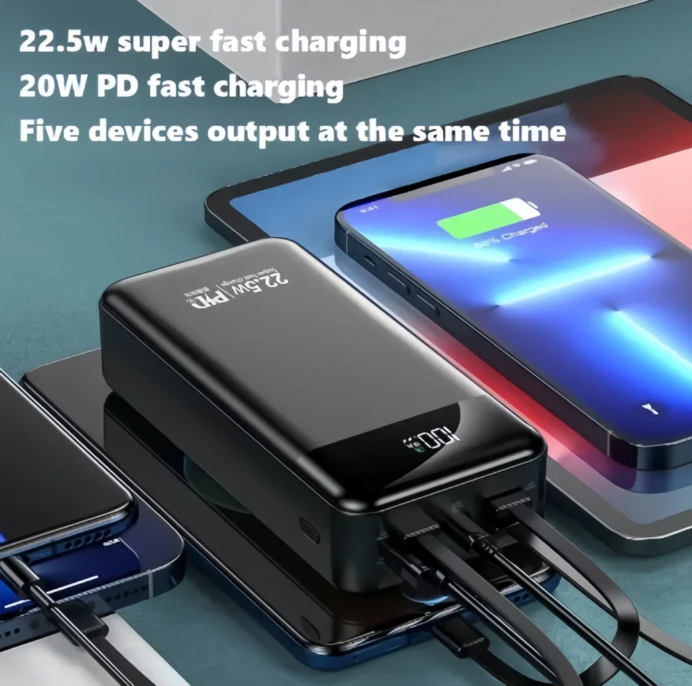 100000mah power bank 22.5w pd fast charging powerbank Portable battery charger For iphone 15pro xiaomi huawei
