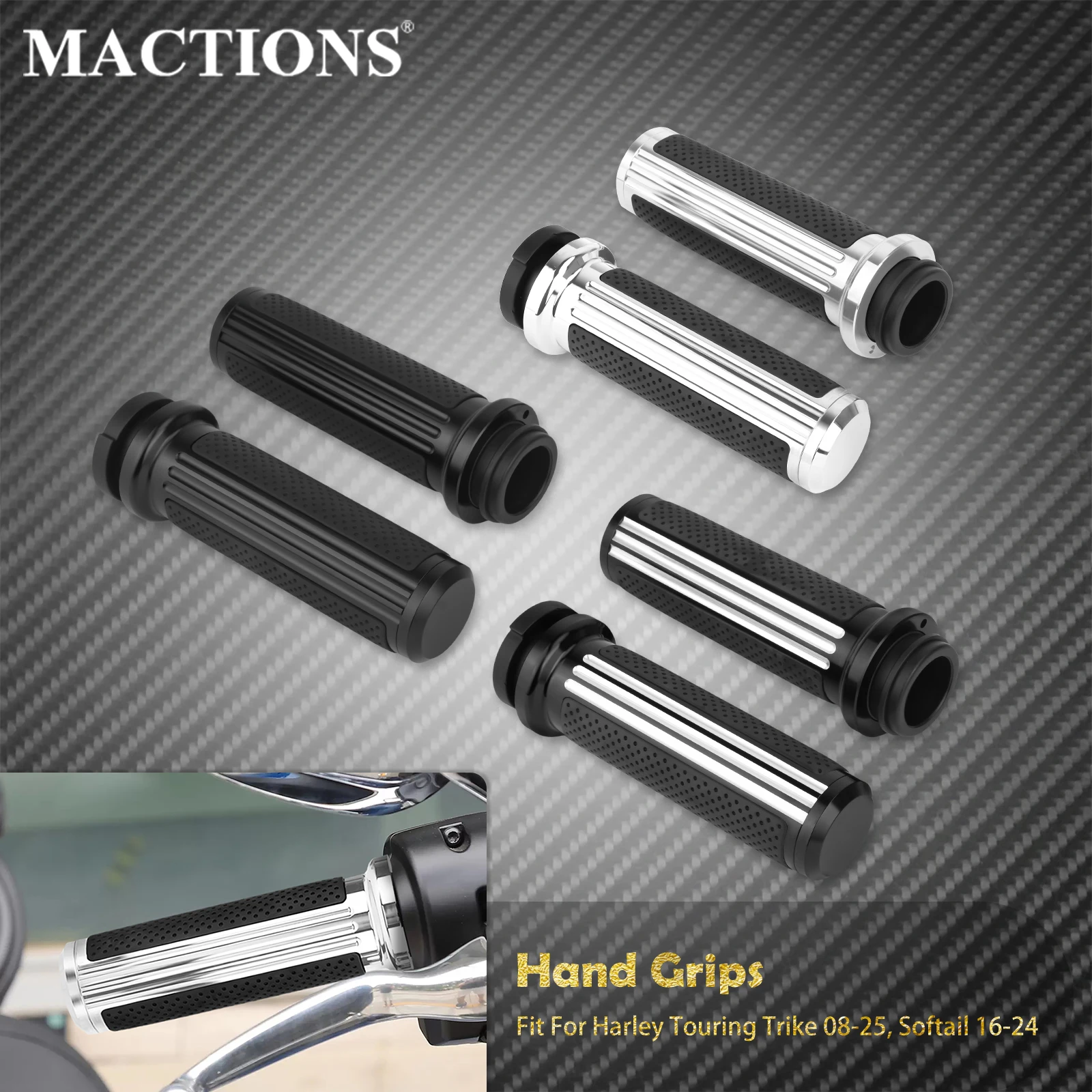 25mm Motorcycle 1'' Handlebar Grips Electronic Throttle Hand Grips Aluminum For Harley Touring 2008-2025 Electra Glide Softail