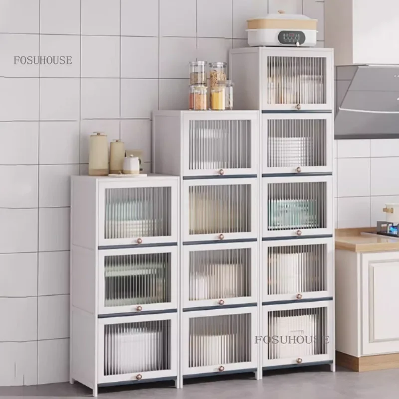 Multi-layer Kitchen Sandwich Sideboards Cabinets Floor-standing Dustproof Storage Rack Home et Cabinet with Door