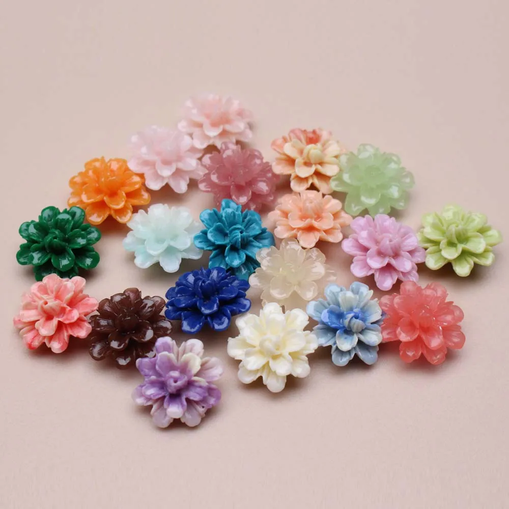 10Pcs 17mm 멀티 컬러 인공 산호 꽃 해바라기 비즈 보석 팔찌 목걸이 귀걸이에 대 한 느슨한 구슬 DIY 만들기