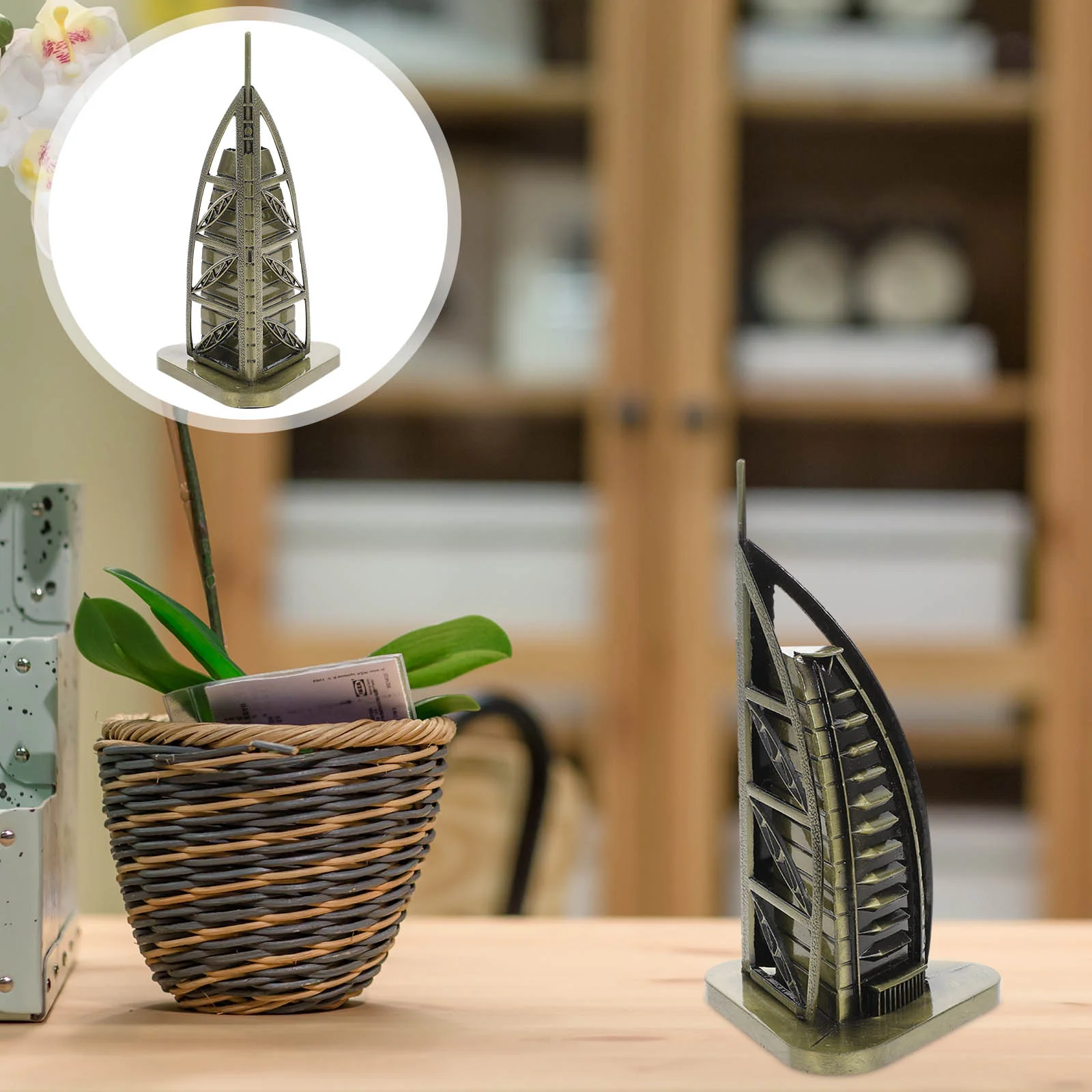 

Home Decor Dubai Sailing Model Stainless Tower Hotel Models Landmark Building Ornaments Statue Travel