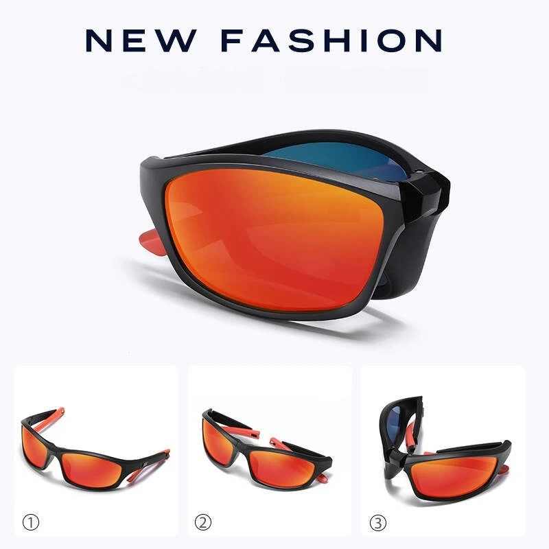 COHK Modische Faltbare Polarisierte Sonnenbrille für Männer und Frauen Markendesign Vintage Tragbare Klappbare Sport-Outdoor-Sonnenbrille UV400