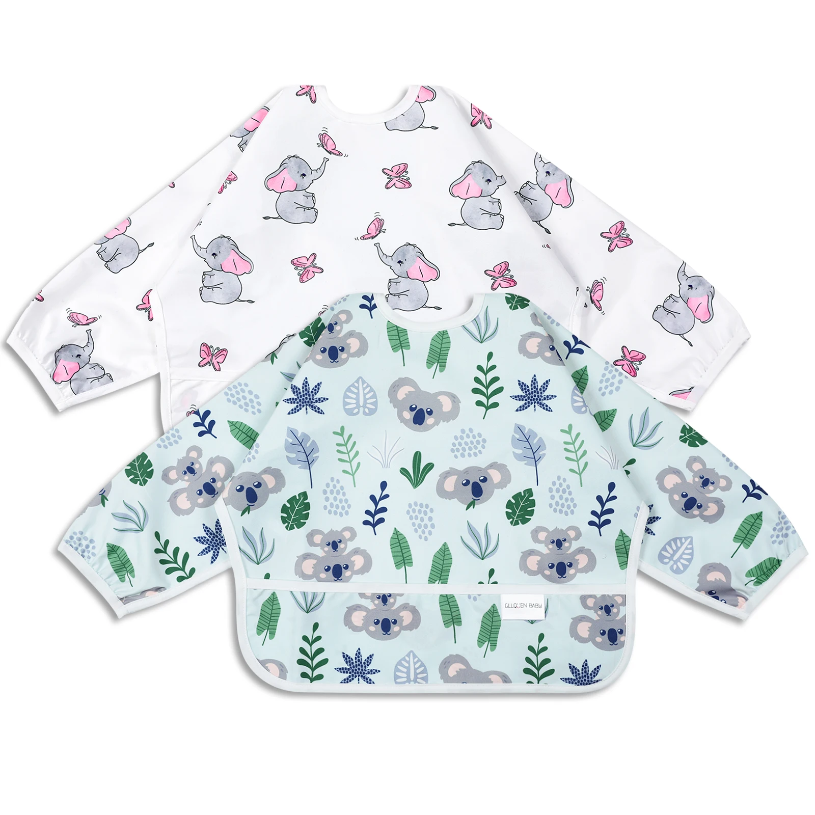 Long Sleeve Baby Bibs Waterproof Bibs Infant Feeding Bib with Pocket Cute Cartoon Apron Baby Burp Cloth Unisex Baby Saliva Towel breathable baby bibs newborn drooling bib cotton burp cloths with adjust button infant saliva towel feeding towel