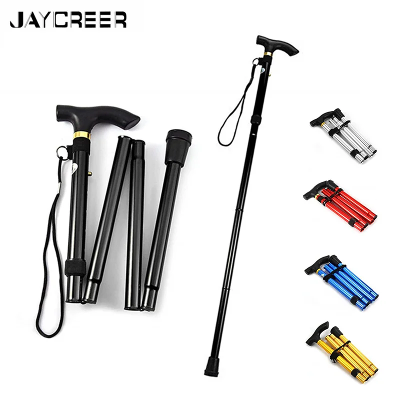 JayCreer Folding Cane-Foldable, Adjustable, Lightweight Aluminum Offset Walking Cane Collapsible Walking Stick