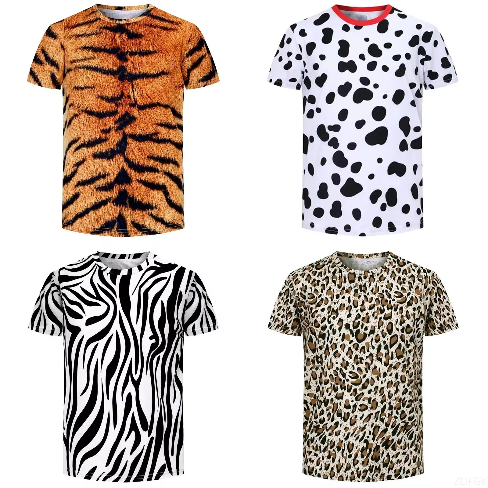 Tiger Skin Leopard Print Funny T-Shirt Boys girls short sleeve tees 2-10Y Summer Kids Clothes Animal T Shirt for party Clothing 1
