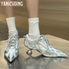 Pointed Toe High Heeled Sneakers for Women Novelty Designer Style Comfortable High Heels Mesh Fashion Strange Heel Sporty Heels 5