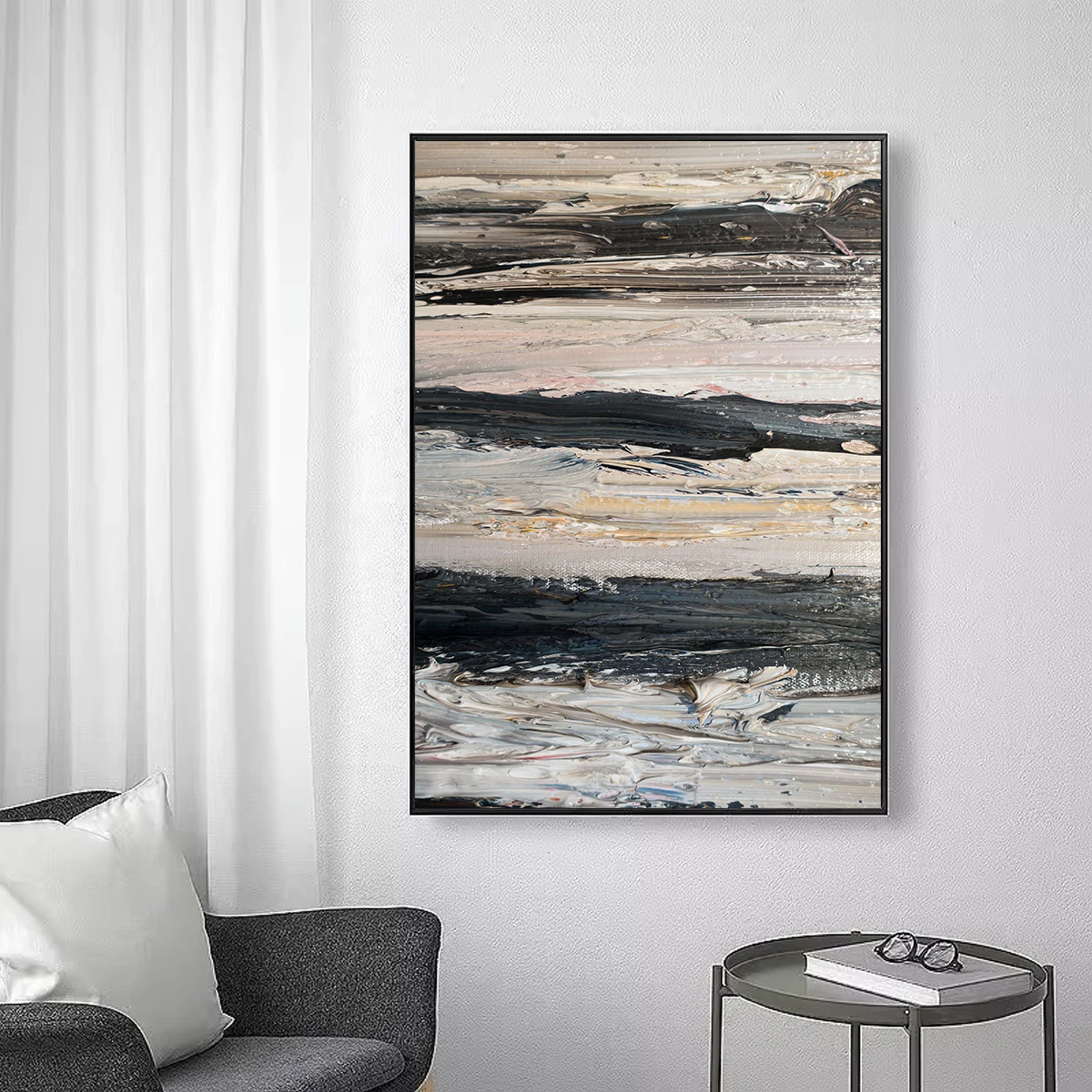 

Canvas Print Painting Poster Dark Color Abstract Paint Texture Feel Modern Wall Picture Art Living Room Porch Home Decoration
