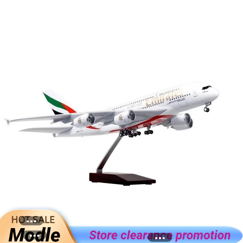 

2024 New 45CM 1/160 Scale Diecast Model A380 Emirates Airways Resin Airplane Airbus With Light And Wheels Toy Airline Collection