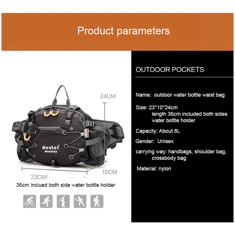 Camping Waist Chest Bag Outdoor Nylon Shoulder Bag Crossbody Travel Cycling Bicycle Riding Running Handbags Climbing Men's Bags 6