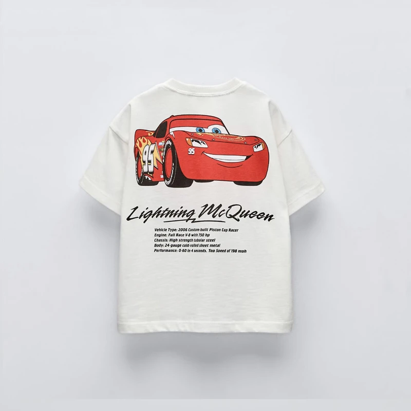 9m-7y Children Clothing Cartoon Car T-shirt Tops Crewneck Summer Loose Fashion Short Sleeve Tees Kids Clothes Boy's Tshirts NEW 6