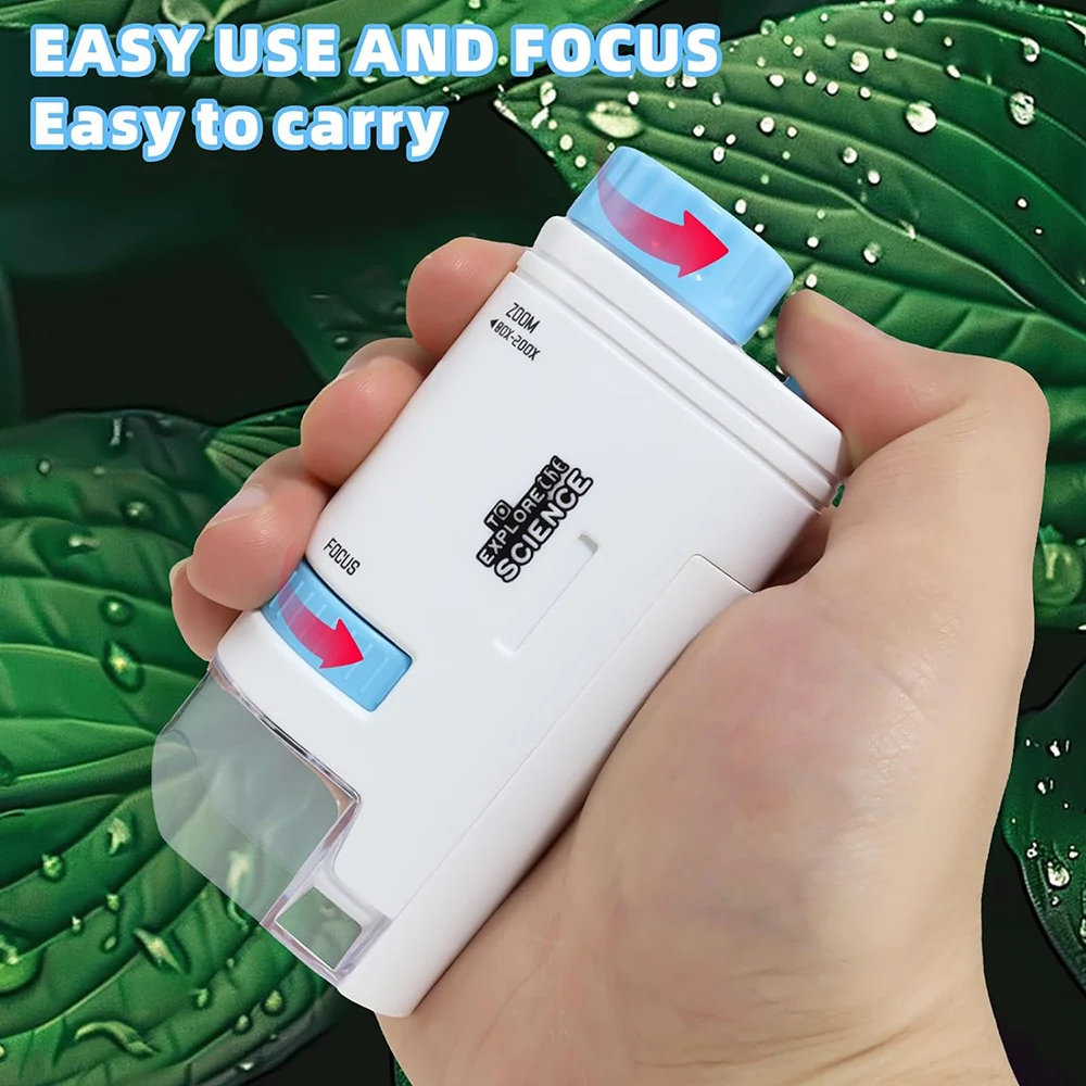 Children's Microscope 60x-200x Biological Microscope Set Portable Microscope Microbiology Exploration for Elementary Students 3