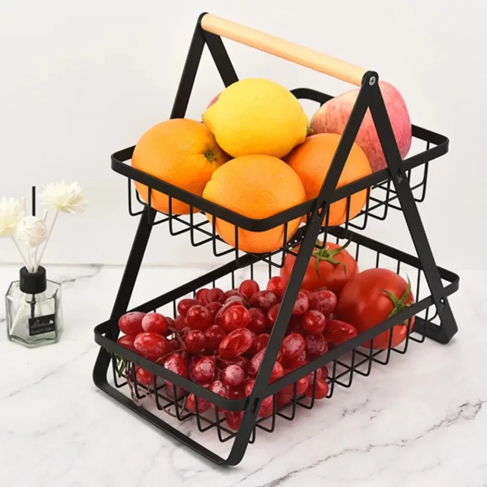 Fruit Metal Basket Fold Household Fruit Basket High-capacity Simplicity Beautiful Antirust Removable Kitchen Vegetable Basket 2