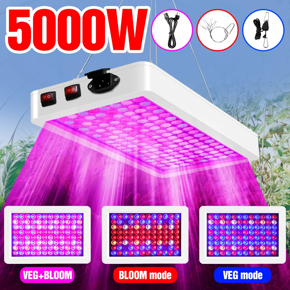 220VPlantGrowLightLEDGreenhousePhytoLamp5000WFlowerGrowing