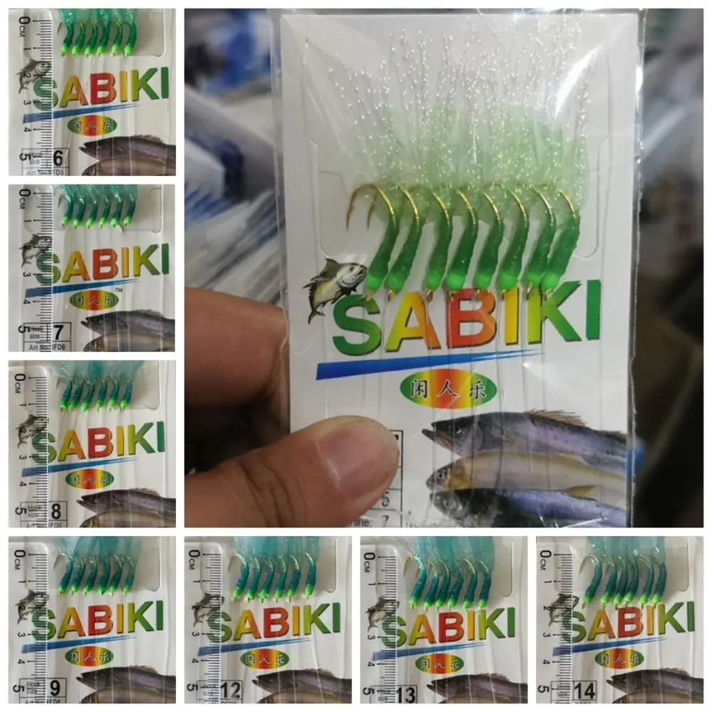 Enhanced Green Rubber Fishing Lures with Golden Tied Hooks