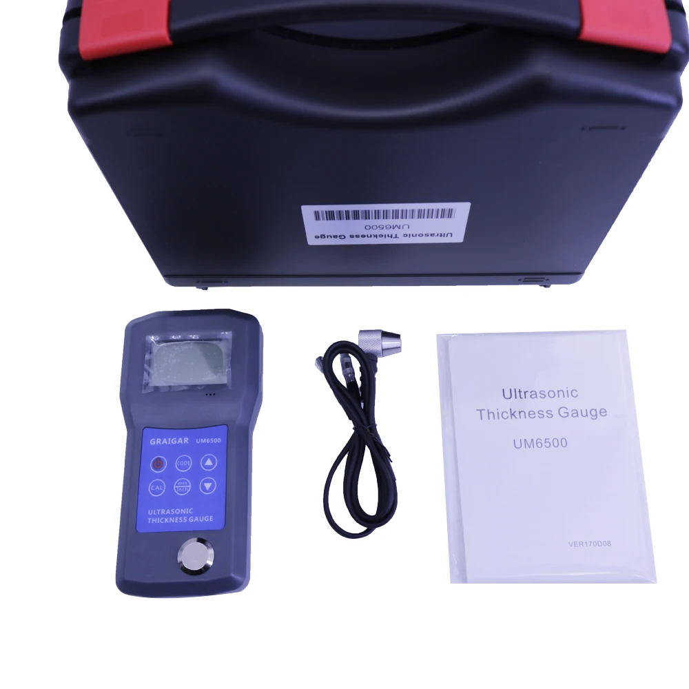 UM6500 Ultrasonic Thickness Gauge Digital Thickness Meter Range 1.0-245mm,0.05-8inch (in Steel)