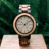 BOBO BIRD Wooden Men Watch Fashion Business Week And Date Display Quartz Timepiece Customize Logo Great Gift relogio masculino 1
