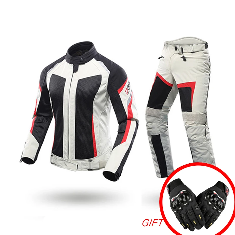 DUHAN Female Motorcycle Jackets Lady Pants Clothes Motorbike Jacket Trousers With CE Protective gear racing jackets