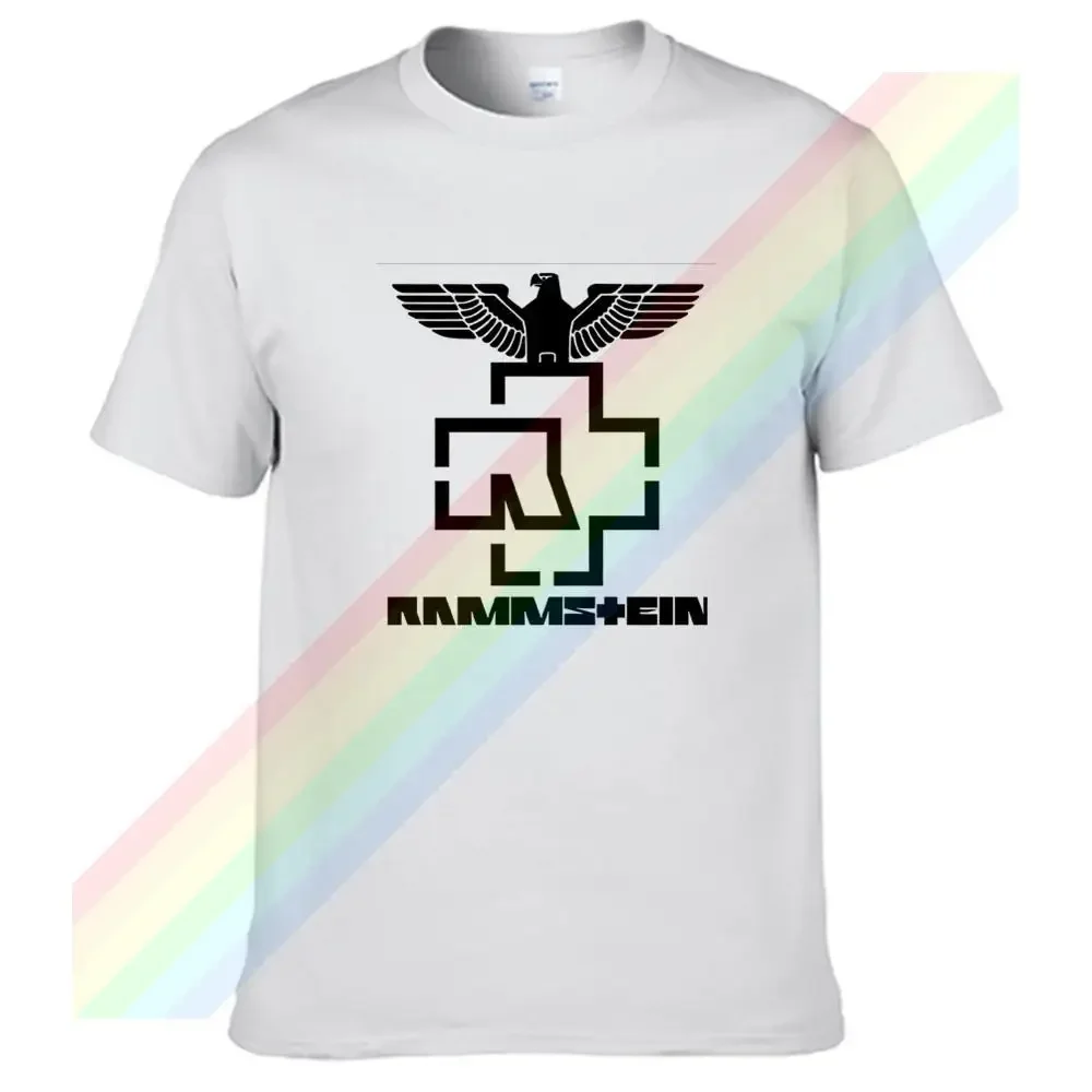 

2024 Graphic Rammstoins Art T-Shirt Men's Summer Black 100% Cotton Short Sleeves O-Neck Tee Shirts Tops