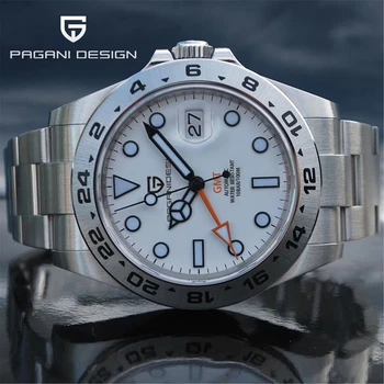 PAGANI DESIGN Vintage 42MM GMT Men's Watch PD1682 Automatic Mechanical Timepiece Sapphire Stainless Steel 100M Waterproof Retro 1