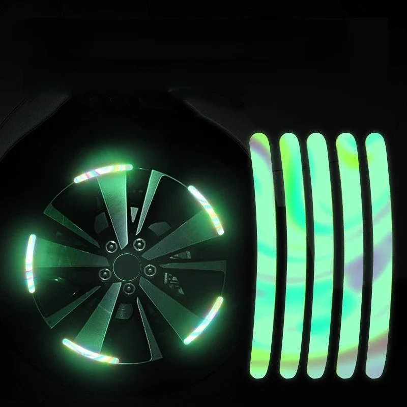20PCS Wheel Sticker Reflective Seven Color Laser Sticker Luminous Anti-collision Personalized Car Stickers Car Accessories