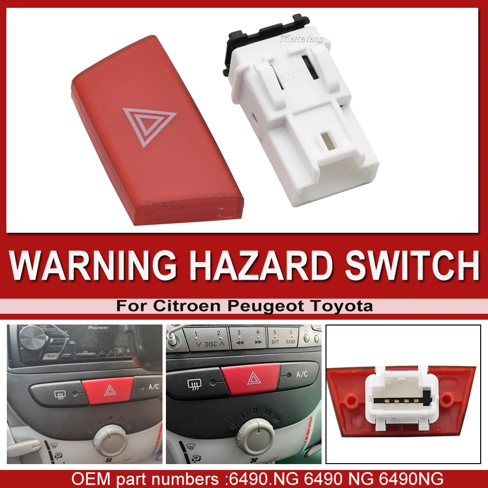 Avvertimento Interruttore Lampada Di Emergenza Avvertimento Luce Di Pericolo Interruttore A Pulsante Di Emergenza Per Peugeot 107 Citroen C1 Toyota Ay